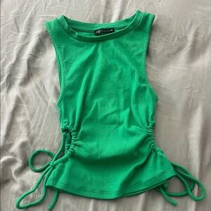 Zara Vibrant Green Ruched Tank Top